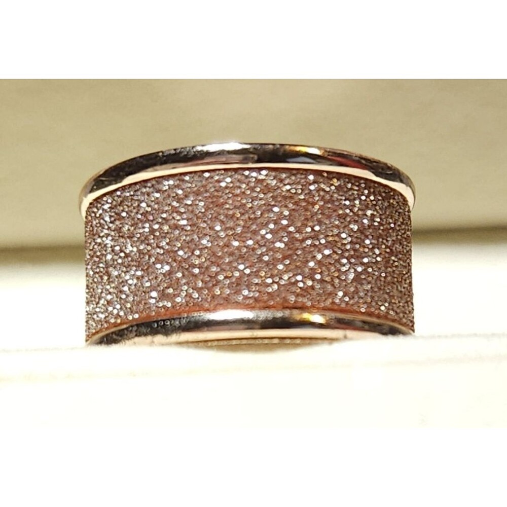 Rose Gold Tone Ring w/ Sparkles Thick Band Charming Charlie Sz 8